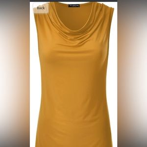Casual Cowl Neck Ruched Draped Lightweight Sleeveless Stretchy Tank